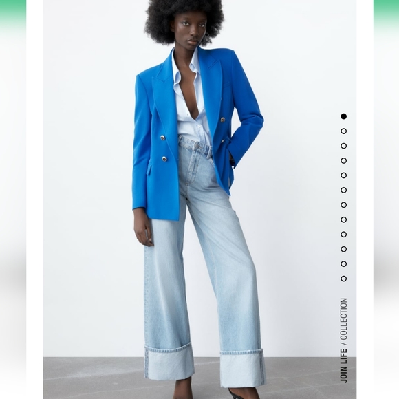 ZARA TAILORED DOUBLE BREASTED BLAZER BLUISH Bloggers favorite - Picture 15 of 16